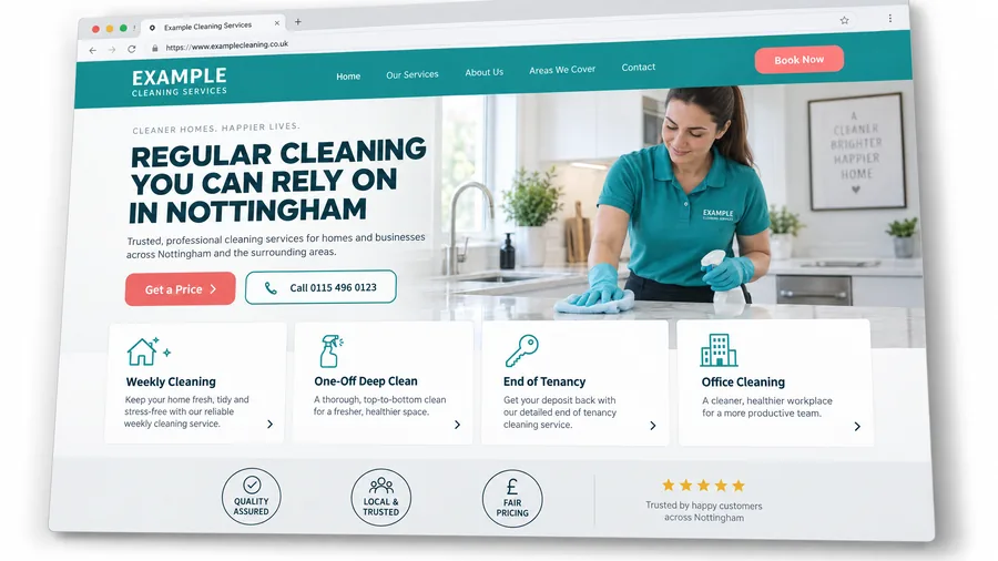 Example Cleaning Services website design — Cleaning businesses in Glasgow (example design)