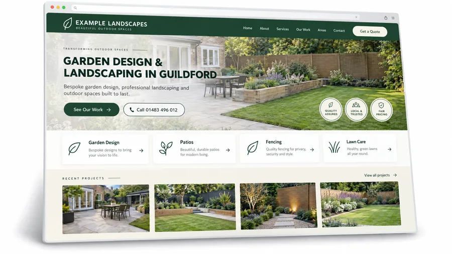 Example Landscaping website design — Landscapers & gardeners in Cardiff (example design)